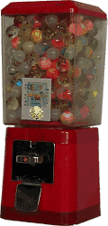 mquina roja con  bolas de capsulas